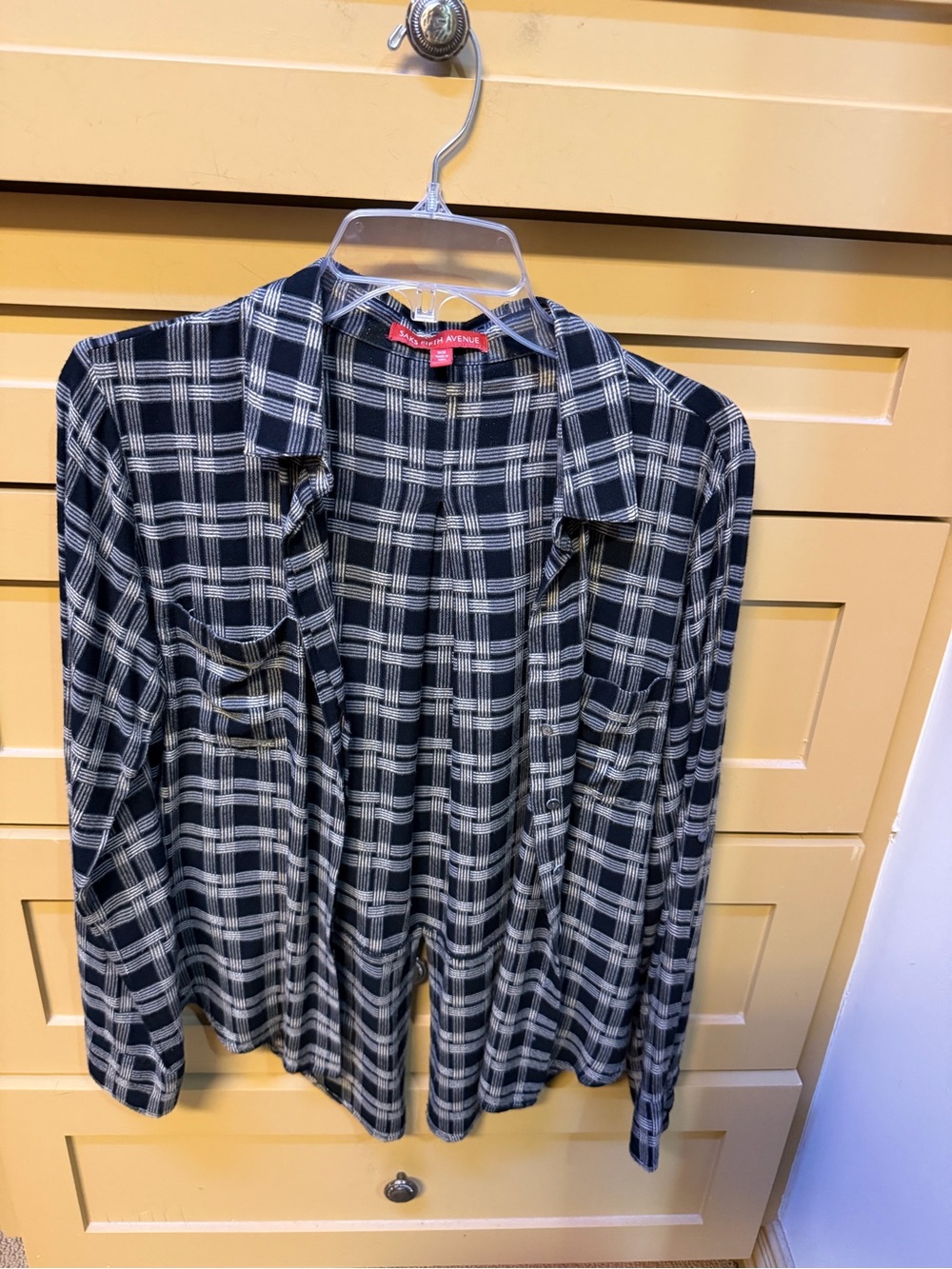 Saks Fifth Avenue Black & White Plaid Open-Front Shirt Jacket